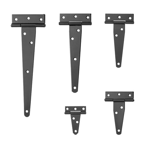 Hella Sturdy Heavy Duty T Shaped Black Iron Barn Door Hardware Kits Built Tight For Rustic Kitchen Cabinets Secure Wardrobes And Patio Gate Brackets Pair, various sizes.
