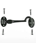 Heavy Duty 4.5 Inch Black Wrought Iron Swivel Style Hook And Eye Door Latch With Mounting Hardware for Rustic Colonial Look