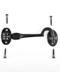 Super Sturdy Hefty Swivel Cabinet Latch Lock Made From Dense Wrought Iron With A Sleek Black Coating That Really Kicks Rust To The Curb While Upgrading Your Vintage Home Decor 4.5 Inch 4 Pack with screws