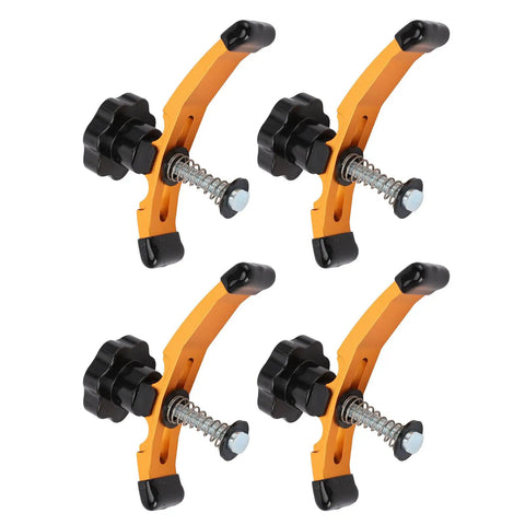 Beefy T Track Clamp Set For CNC Routers And Milling Machines, Heavy Duty Hold Down Clamps With Aluminum Alloy Bodies And Rubber Pads, 5 3 8 Inch Long, Fits 3 Inch Workpieces, 4 Piece Set