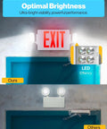 Six Pack Emergency Exit Signs With Lights And Backup Battery Red 120 To 277V mounted above door with LED illumination comparison