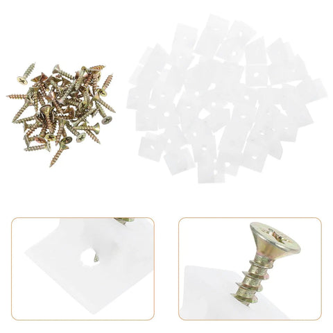 Space Saver 50 Pcs Drawer Support Wedges With Screws for kitchen cabinets and office desks, 45-degree metal and plastic brackets