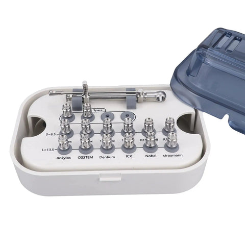 Universal Screwdriver Implant Tool Kit With 12 Drivers And Wrench for Short And Long Bits in 8.5mm and 13.5mm 10-70Ncm Torque