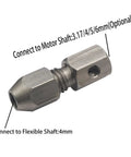 2 Pack CNC Stainless Steel RC Flex Collet Coupler for DIY RC Boat, Submarine, 5mm to 4mm, shows connection to 4mm flexible shaft
