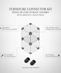 Diagram of 1.97 Inch Metal Furniture Connector Brackets for Modular Cube Storage Systems Black Polyester Coated Hardware Kit details