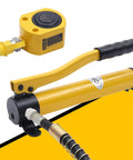 Beefy 20 Ton Hydraulic Cylinder Jack With 2 Inch Stroke, Compact Mini Single Acting Lifting Cylinder With Manual Hydraulic Hand Pump For Machinery And Shipbuilding, Heavy Duty Lift With Protective Stop Ring For Enhanced Safety, yellow