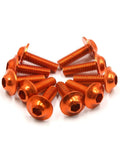 Orange M6 X 20mm Hex Head Bolts Screws For Motorcycle License Plate Fairing 10 Pack Metal Hardware Durable Steel Construction Rust Resistant