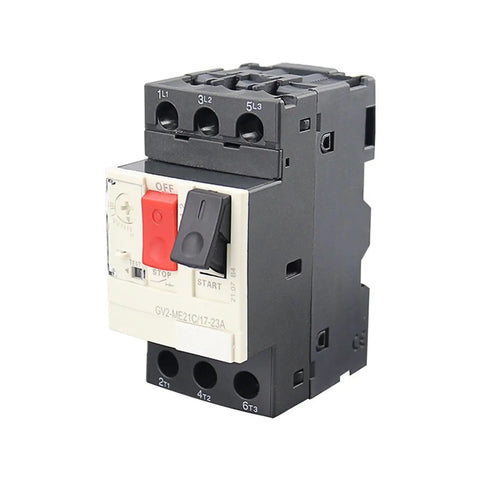 Badass GV2-ME Motor Protection Circuit Breaker With Push Button Reset, 3 Pole Thermal Magnetic MPCB For Robust Motors, Me22C 20-25 A Rating, compact design.