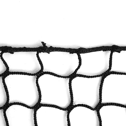 Close-up of 2-inch mesh baseball softball batting cage netting 10x10x45 ft nylon UV resistant, no frame included.