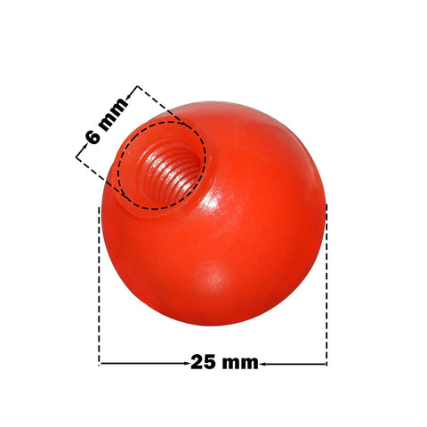 Badass Red Plastic Ball Knob Handle M6 Threaded 25 Millimeter Diameter Smooth Grip Quick Turn Heavy Duty Industrial Hardware For Cabinetry And Sweet Machine Controls