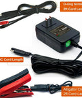 Automatic Trickle Battery Charger For 6V And 12V Batteries Hella Reliable 1250Ma, with alligator clips and 10ft/2ft cables.