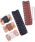 Cowhide Leather Lever Wrap Set for Lever Action Rifles and Shotguns, 3.5 Inch, dual color brown and black, with needles and waxed thread