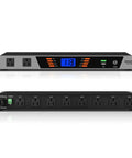 High Grade 10 Outlet Rackmount Power Conditioner And Sequencer with digital voltmeter, designed for pro audio gear and touring crews.