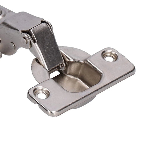Close-up of Quiet Close 103 Degree Cabinet Hinges With Easy Install, showcasing aluminum frame and silent spring mechanism.