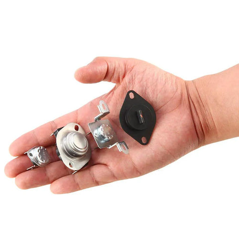 Hand holding Dryer Thermal Fuse Kit Including DC47-00016A Cutoff DC96-00887A Thermostat DC32-00007A Thermistor DC47-00018A