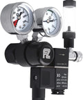 CO2 Regulator For Aquarium With DC Solenoid Bubble Counter And Check Valve, close-up of pressure gauges and bubble counter.
