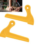 Hella Sturdy Abs Push Sticks For Woodworking Safety Featuring Sweet Grip Handle And V Notch Guide For Table Saw Router Jointer Kickback Prevention 2 Pack Kit, bright yellow ABS material, two push sticks on a workbench.