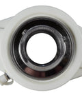1-1/4 Inch Stainless Steel Thermoplastic Two-Bolt Flange Bearing With Two Set Screws Plastic Housing And Grease Zerk Front View