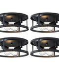 Four Pack Dope Black Farmhouse Flush Mount Ceiling Lights With Two Light Rustic Industrial Ceiling Fixtures For Kitchen Hallway Entry Bedroom And Closet For Any Home
