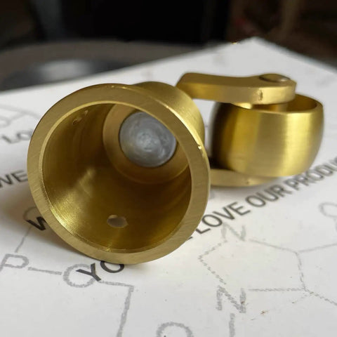 Solid Brass Furniture Casters Straight Up Heavy Duty Swivel Wheels Vintage Round Cup Base showing high-quality brass design and smooth finish.