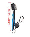 Tiger Pack Of 2 Golf Club Brush Groove Cleaner with retractable zip line and aluminum carabiner, dual-color brushes, size 196mm