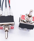 Beefy Three Pack Latching DPDT Toggle Switches 6 Pin 3 Position On Off On Heavy Duty 16A 250VAC Waterproof Cap with spade terminals