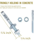 Quarter Inch By Two And A Quarter Inch Wedge Anchors Zinc Plated Heavy Duty Expansion Bolts For Concrete Masonry