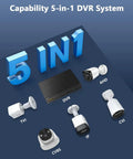 5MP Full HD Wired Outdoor Security Camera System For 24 Seven Home Surveillance With IR Night Vision Up To 80 Feet And Weather Ready Cameras With 5-in-1 DVR