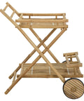 Premium Bamboo Serving Trolley Featuring Slick Smooth Rolling Casters For Easy Room To Room Transit And A Rock Solid Mobile Bar Or Kitchen Rolling Cart Option Built To Conquer Your Daily Grind Without Breaking A Sweat, bamboo serving cart, 31.1x26.6x33.1 inches, with smooth wheels.