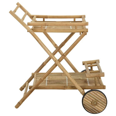 Premium Bamboo Serving Trolley Featuring Slick Smooth Rolling Casters For Easy Room To Room Transit And A Rock Solid Mobile Bar Or Kitchen Rolling Cart Option Built To Conquer Your Daily Grind Without Breaking A Sweat, bamboo serving cart, 31.1x26.6x33.1 inches, with smooth wheels.
