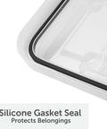 Close-up of the silicone gasket seal on the Rugged 5 Gallon Waterproof Storage Bin With Tight Gasket Seal And Heavy Duty Latches.