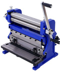 All In One 12 Inch Sheet Metal Brake Shear And Slip Roll Heavy Duty Steel Machine for bending cutting and rolling in blue