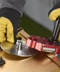 One Station Disc Bender for sheet metal bending with large disc handle for curved or straight metal roofing tool in use