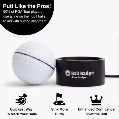 360 Degree Golf Ball Line Marker Kit With Full Metal Alignment Tool And Bag Attachment for precise putting alignment, ball with line