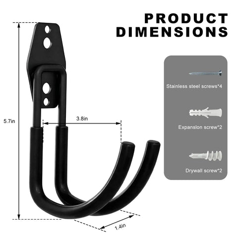 Heavy Duty Metal J Hook Ev Charger Holder With Non Slip Coating Wall Mount, dimensions 5.7in x 3.8in x 1.4in, ideal for cable organization.