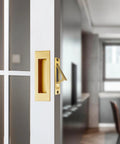 Pocket Door Pull And Edge Pull Set Brushed Gold 6 Inch Handles Hardware Latch Recessed Finger Flush Pulls for closet sliding barn doors