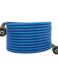 Coiled Heavy Duty Pressure Washer Hose 25 Ft 1/4 Inch Ultra Flexible Replacement Extension Hose, 3000 PSI Max, blue, M22-14mm ends