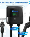Level 2 EV Charger 40 Amp 240V 9.6kW Smart Wall Mount For Home with 25ft Cable, J1772 NEMA 14-50, Waterproof IP66, RFID WiFi Enabled
