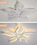 Modern Flower Shaped Dimmable Led Ceiling Light Fixture With Remote Control Acrylic Flush Mount Chandelier off and on