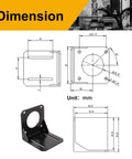 Nema 23 stepper motor brackets dimensions and design with L-shaped mount for accurate mounting and stability in industrial applications.