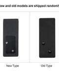 Comparison of new and old door stopper wedge models, heavy duty zinc alloy, keeps doors open safely, prevents slams.