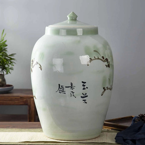 Slay Your Pantry Game With This Knockout Green Ceramic Rice Jar Featuring Hella Secure Airtight Lid Perfect For Stashing Cereals Grains Coffee Or Tea Straight Up Classic Decor.