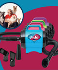 Fido Max 1 Dog Dryer From Premier Grooming Collection in turquoise with six-foot hose and four nozzles for home use