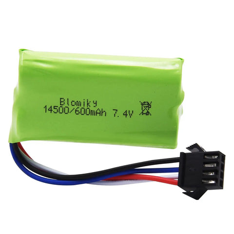 Two Pack 7.4V 2S 600mAh Li Ion Rechargeable Battery With SM-4P Plug And Charger Cable For Water Bead Blasters And DE85 RC Cars