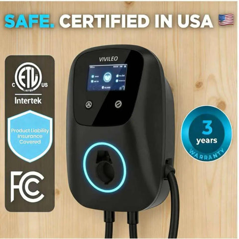Hardwired Level 2 EV Charger 48 Amps 11.5kW 240V With 25 Ft Cable J1772 And NACS Compatible Wall Mount Home Charging Station