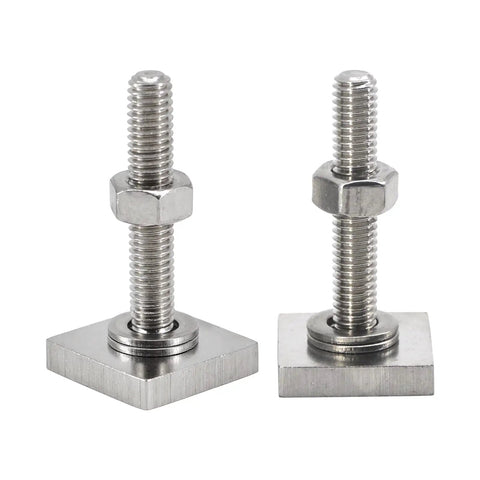 304 Stainless Steel Roof Rack T Slot Bolts with Nuts, Washers, and Square Sliding Blocks, M8x30, Heavy Duty for Rail Carrier