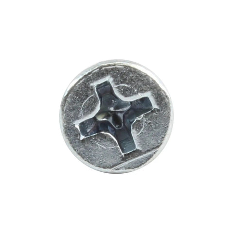 Top view of One Hundred Count Gage Six By Half Inch Coarse Thread Phillips Flat Head Wood Screws Zinc Plated heavy duty fastener.