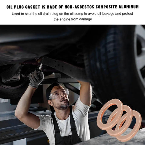 20 Pack 14mm Copper Oil Drain Plug Gasket Seals And Crush Washers for leakproof engine performance with mechanic under car