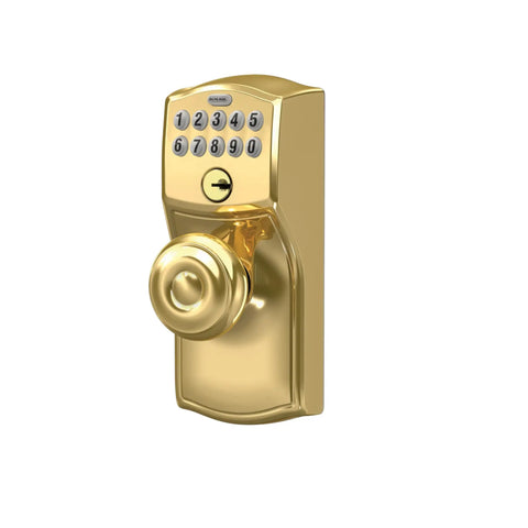 Keyless Entry Door Lock With Camelot Keypad And Knob No Key Needed Electronic Access Flex Lock Auto Lock Bright Brass Finish