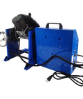 Build Tough Rotary Welding Positioner With Plug And Play Plc Touchscreen 50 Kg Capacity and blue body with adjustable turntable.